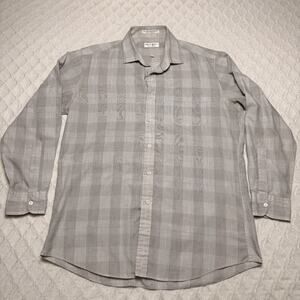 Vintage Yves Saint Laurent Button Up Long Sleeve Shirt Size L Plaid Checkered
